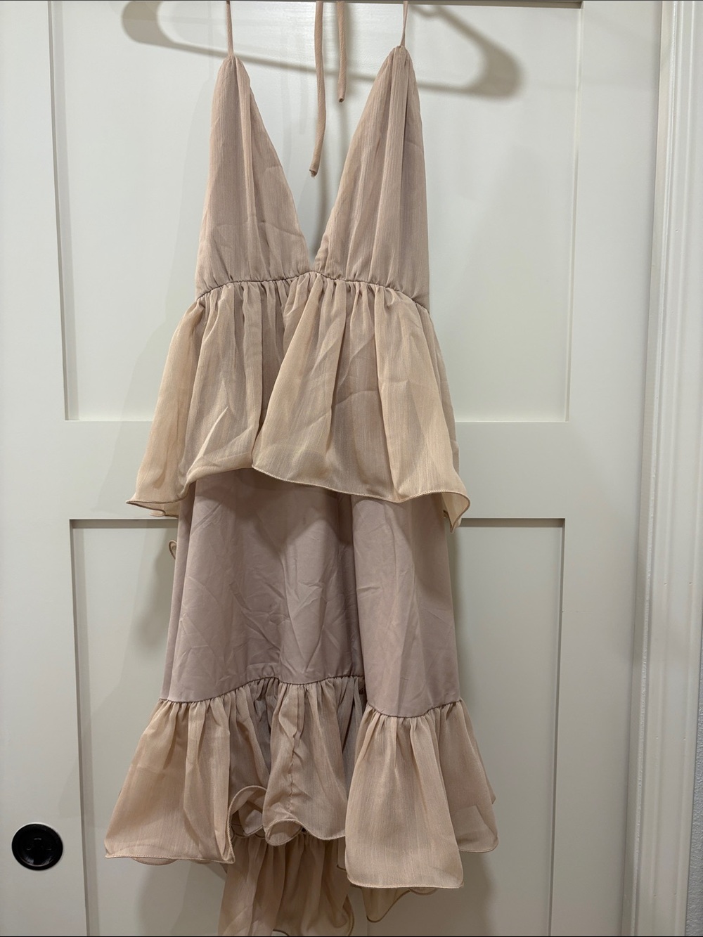SHEIN Blush Halter Tiered Ruffle Dress
